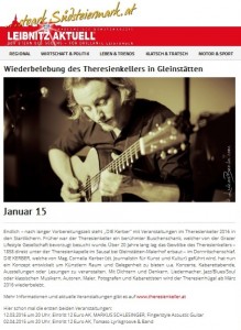 Artikel_Leibnitz Aktuell, 15.01.2016, Neueröffnung Theresienkeller, DIE KERBER, Cornelia Kerber